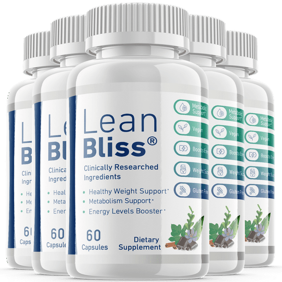 (5 Pack) Lean Bliss - Keto Weight Loss Formula - Energy & Focus Boosting Dietary Supplements for Weight Management & Metabolism - Advanced Fat Burn Raspberry Ketones Pills - 300 Capsules