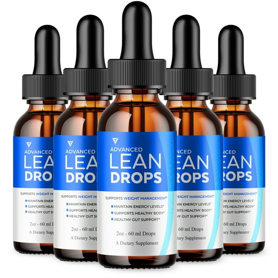 (5 Pack) Lean Drops Advanced Health Support Drop, Lean Drops Maximum Strength Daily Wellness & Energy Support Supplement (10oz)