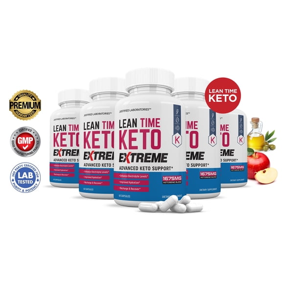 (5 Pack) Lean Time Keto ACV Extreme Pills 1675mg Alternative to Gummies Dietary Supplement 300 Capsules
