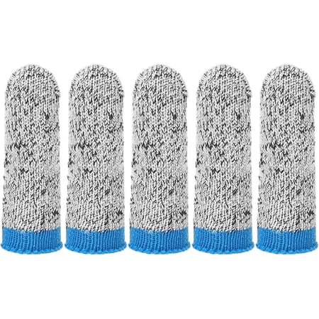 5-Pack Level 5 Cut Resistant Finger Guards, Reusable Food Cutting Protectors (Blue, One Size)