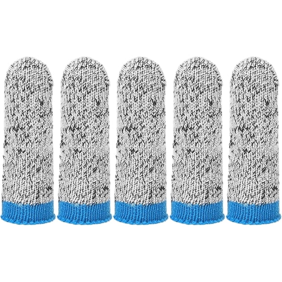 5-Pack Level 5 Cut Resistant Finger Guards, Reusable Food Cutting Protectors (Blue, One Size)