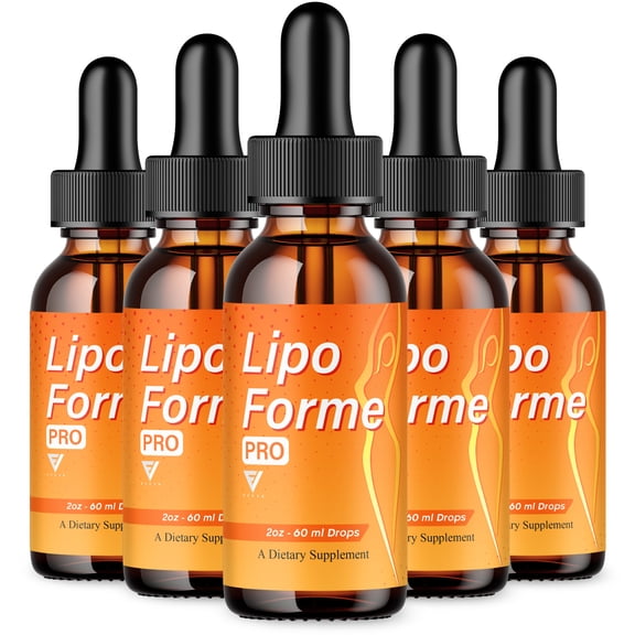 (5 Pack) Lipo Forme Pro Liquid Drop Supplement, LipoForme Max Strength (10oz)