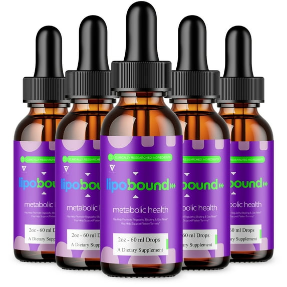 (5 Pack) Lipobound Liquid Drops, Lipo Bound Weight Management Supplement (10oz)