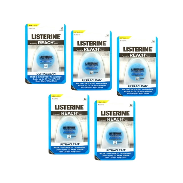 Listerine Ultraclean Mint Flossing Pack of 5, 30 Yards Each