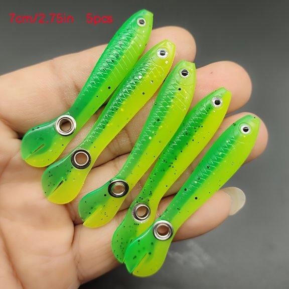 5-Pack Loach Bionic Lure, Soft Bait for Casting with Tail Wagging Action, 7cm/10cm, 2g/6g, for Freshwater Pale Chub, Mandarin Fish, Bass, Snakehead, Catfish, Soft Worm/Soft Fish Lure