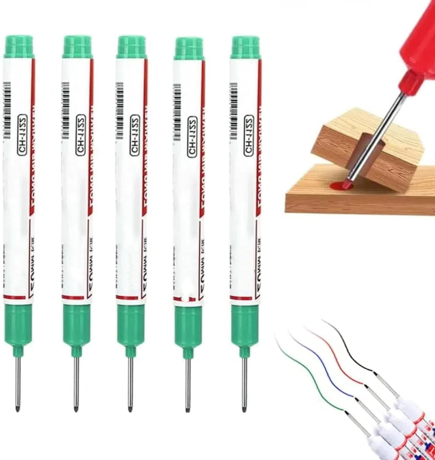 5 Pack Long Head Deep Hole Pens - 20mm Reach Metal Markers, Quick-dry ...