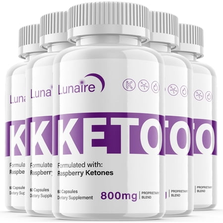 (5 Pack) Lunaire - Keto Weight Loss Formula - Energy & Focus Boosting Dietary Supplements for Weight Management & Metabolism - Advanced Fat Burn Raspberry Ketones Pills - 300 Capsules