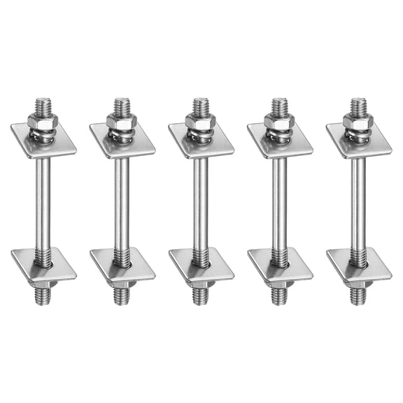 5 Pack M8x100mm 304 Stainless Steel Double End Threaded Stud Screws Set