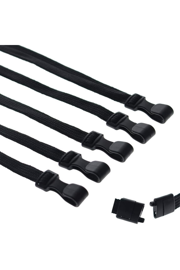 5 Pack - MRI Safe ID Lanyards (No Metal) with Plastic No Twist Clip & Safety Breakaway Clasp - Great for Radiology Pathologists - Neck Strap I.D. Badge Holders by Specialist ID (Black)