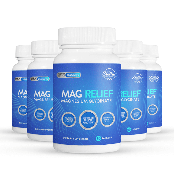 5 Pack Mag Relief, supports muscle function & relaxing-60 Tablets x5