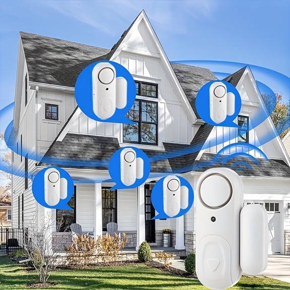 5 Pack Magnetic Door Window Contact Alarm, High Decibel Siren Sticky Induction Anti-Theft Security Alarm for Bedroom Living Room Kitchen Store Office
