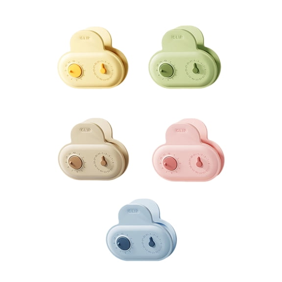 5-Pack Magnetic Food Bag Clips with Date Markers, Multi-Color Reusable Sealing Clips for Kitchen, Snacks, Spices, Airtight Freshness Keepers, (Yellow, Pink, Green, Blue, Brown)