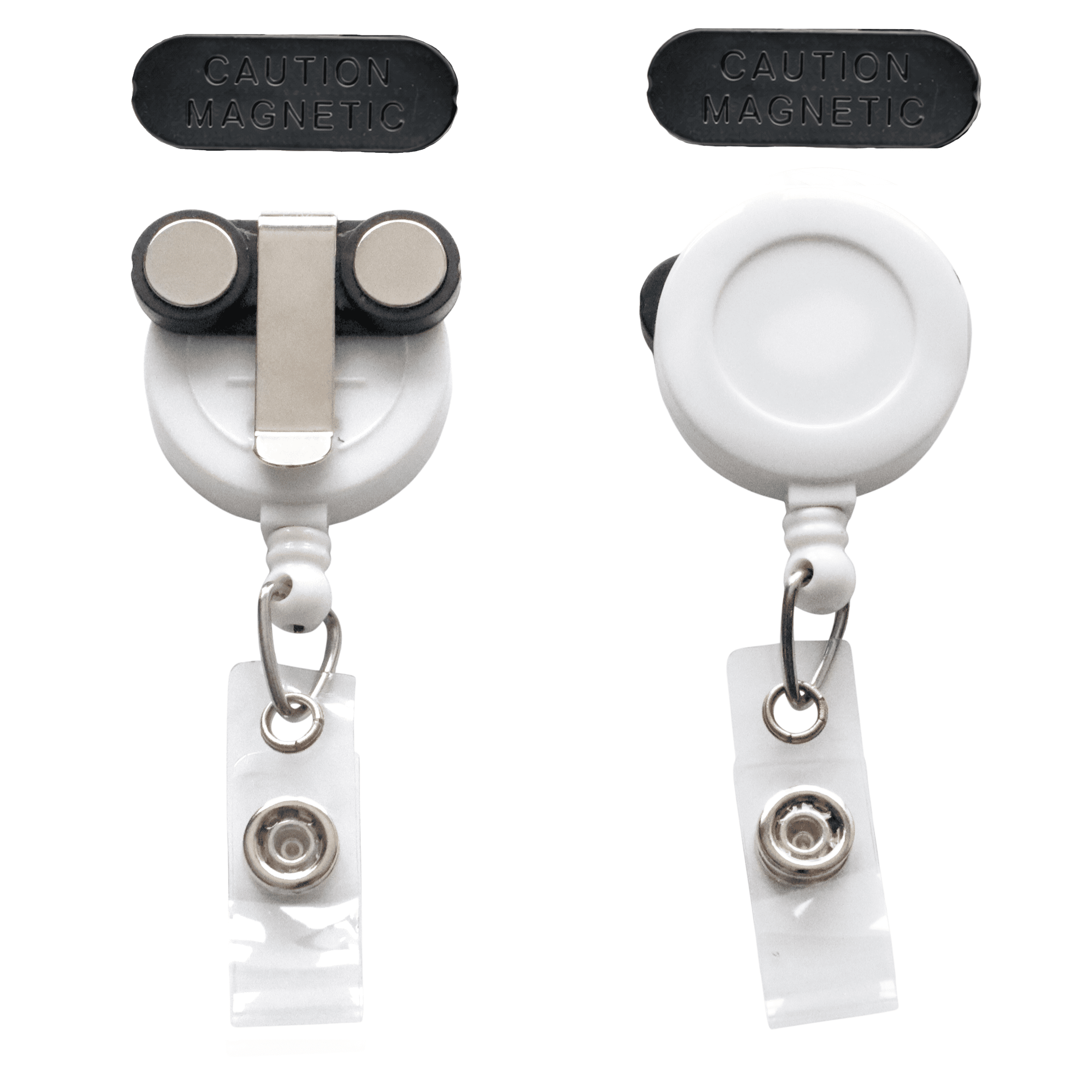 5 Pack - Magnetic Name Badge Holder Retractable Badge Reel with Magnet Back - Retracting Magnetic Badge Lanyard ID Holder for Magnetic ID Badge Holder for Shirt or Suit Lapel Work Badges (White)