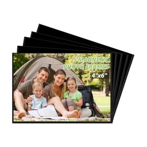 5 Pack Magnetic Picture Frame,4x6 Inches Magnetic Picture Frames for Refrigerator,Magnetic Photo Frames for School,Home,Office(Black)