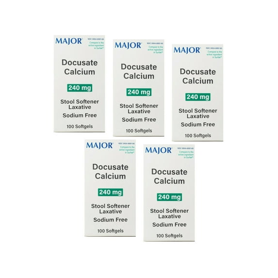Major 904699760 Kao-Tin(docusate calcium) 240mg Caps Boxed 100 Softgels (Pack of 5)