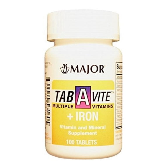 5 Pack Major Tab-A-Vite Multivitamin with Iron Tablets 100 Count Each