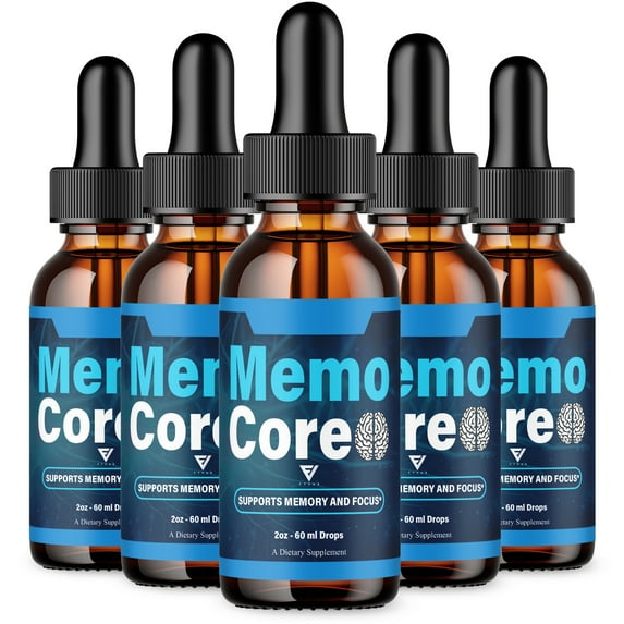 (5 Pack) Memo Core Brain Drop Supplement, MemoCore Advanced Memory & Focus Support Supplement Formula (10oz)