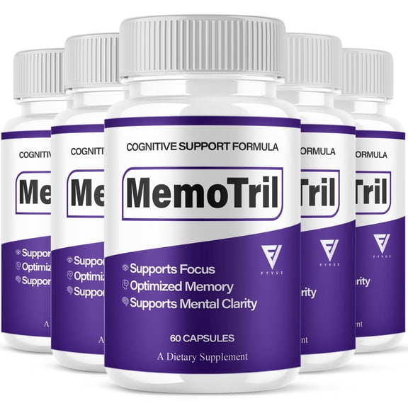 (5 Pack) Memotril Memory Capsules, Memo Tril Advanced Brain Health and Mind Focus Formula (300 Capsules)