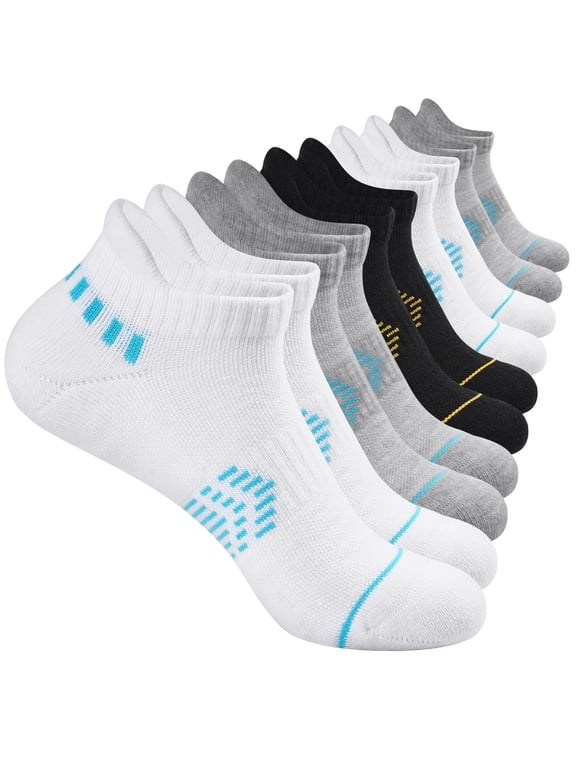 Women's Ankle Socks, Athletic Low Cut Cushioned Moisture Wicking Breathable, 5 Pairs
