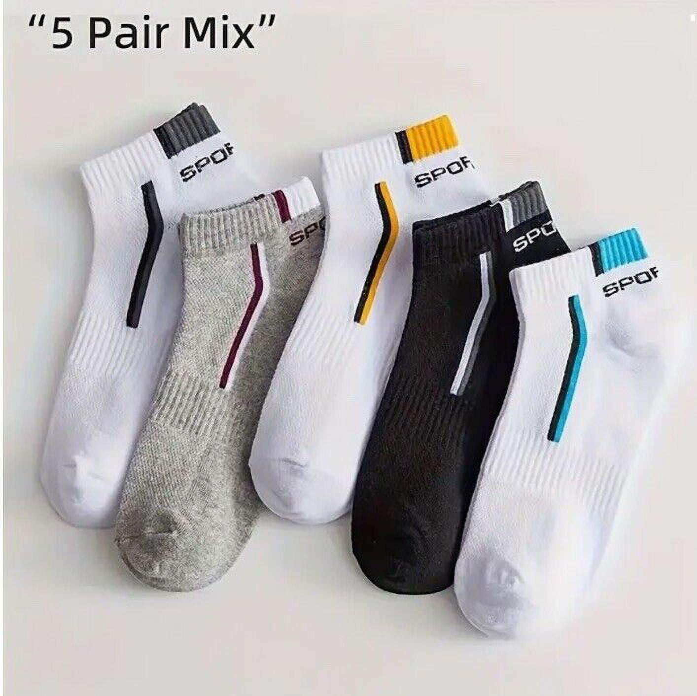 5 Pack Men/Women Sport Stripe Cotton Bamboo Socks Ankle Low Cut Sport Nonslip