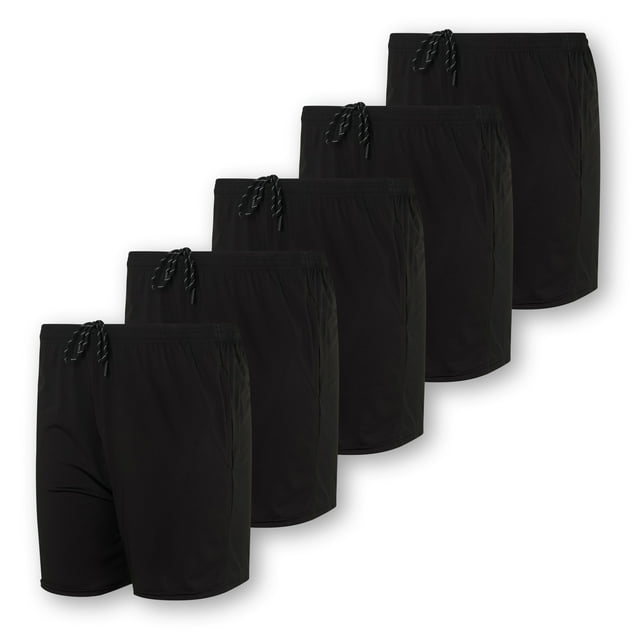 5 Pack Men's 5" Inseam DryFit Running Workout Shorts Pockets