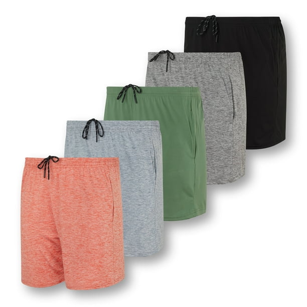 5 Pack Men's 5" Inseam DryFit Running Workout Shorts Pockets