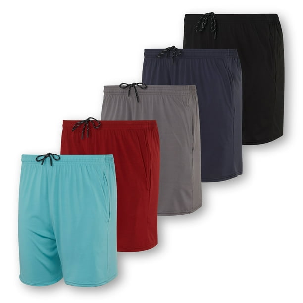 5 Pack Men's 5" Inseam DryFit Running Workout Shorts Pockets