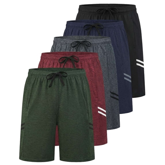5 Pack Men's 7" Dry Fit Shorts Athletic Basketball Running Gym Workout