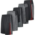 thumbnail image 1 of 5 Pack: Men's Active Performance Quick-Dry Athletic Workout Training Stretch Basketball Gym Knit Shorts, 1 of 7