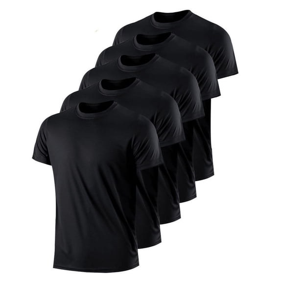 5 Pack Men’s Active Quick Dry Crew Neck T Shirts | Athletic Running Gym Workout Short Sleeve Tee Tops