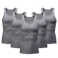 thumbnail image 1 of 5 Pack Men's Athletic Compression Sleeveless Tank Top Wicking Muscle Tee Tight Lightweight Cycling Running Vest, 1 of 4