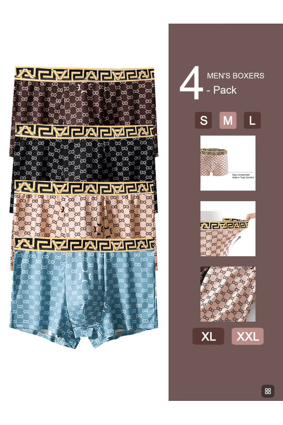 5-Pack Men's Boxers | Classic Greek Key Waistband, Retro Patterns Super Eye-Catching, Breathable & Skin-Friendly Fabric, Snug Fit for Daily Comfort & Stylish Look