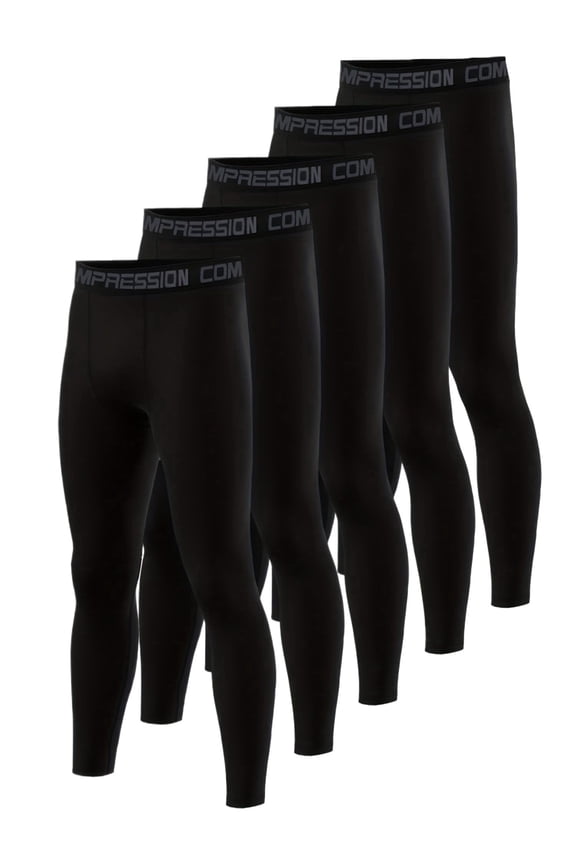 5-Pack Men's Compression Running Leggings, High Elasticity Quick-Dry Sports Training Pants