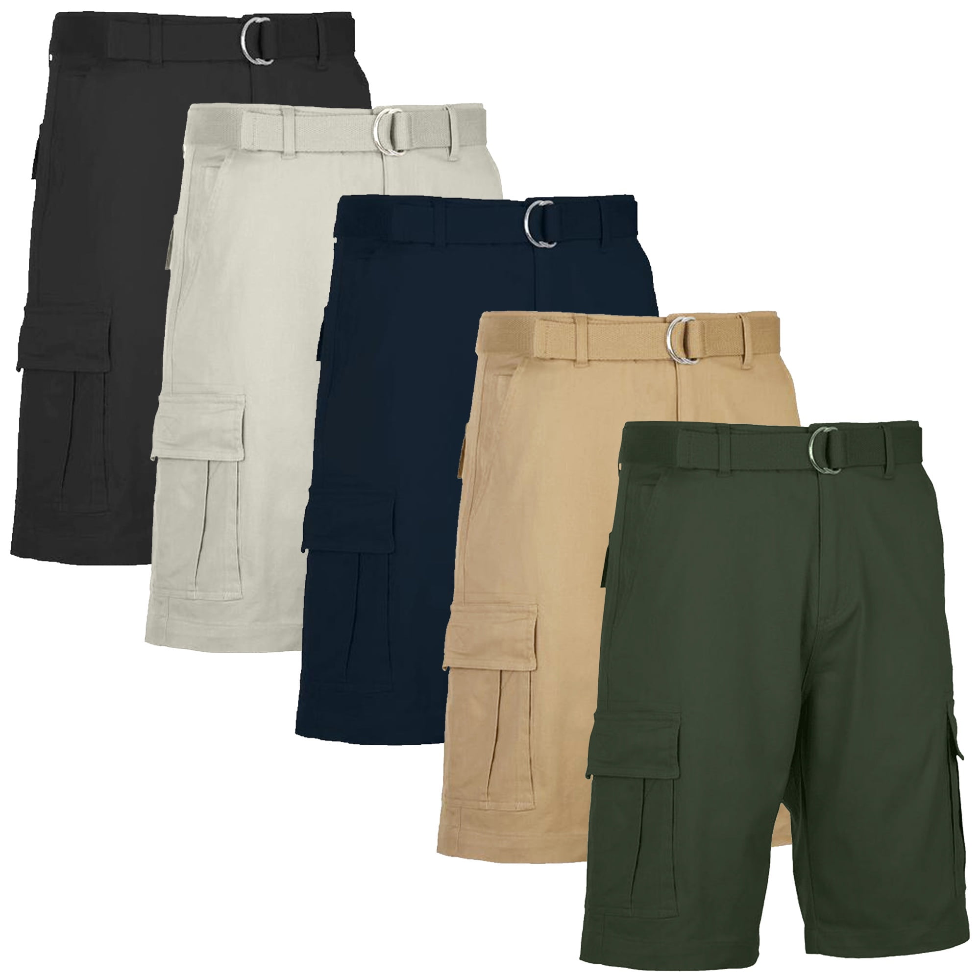 5-Pack Men's Cotton Flex Stretch Cargo Shorts With Belt (Sizes, 30-42)
