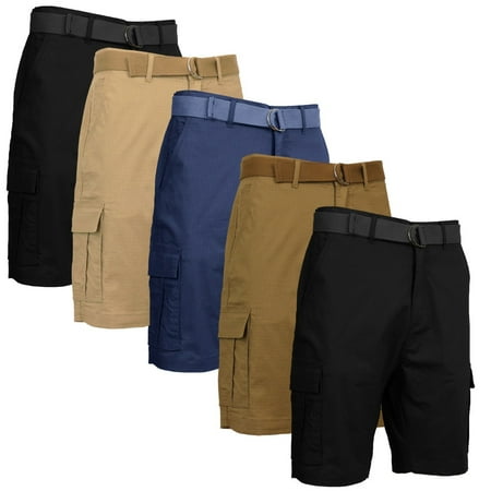 5-Pack Men's Cotton Flex Stretch Cargo Shorts With Belt (Sizes, 30-42)
