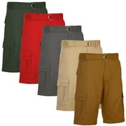 GALAXY BY HARVIC 5-Pack Men's Cotton Flex Stretch Cargo Shorts With Belt (Sizes, 30-42)