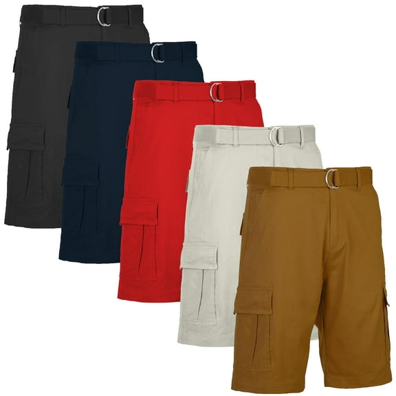5-Pack Men's Cotton Flex Stretch Cargo Shorts With Belt (Sizes, 30-42)