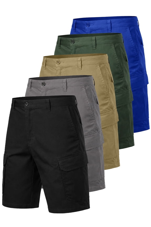 5-Pack Men's Cotton Flex Stretch Cargo Shorts 