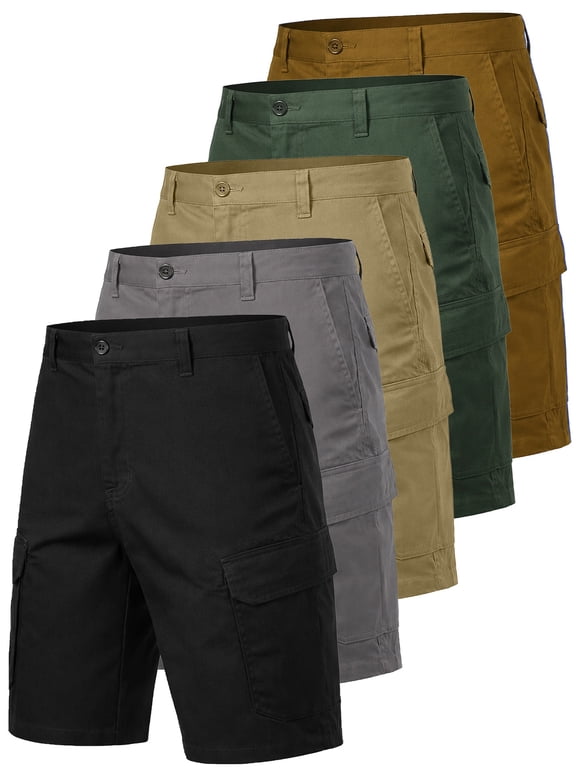 5-Pack Men's Cotton Flex Stretch Cargo Shorts 