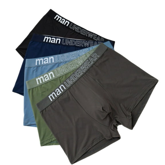 5 Pack Men's Cotton Trunks Mid Waist Four Corner Pants Soft Comfy Boxer Briefs Covered Leg Underwear