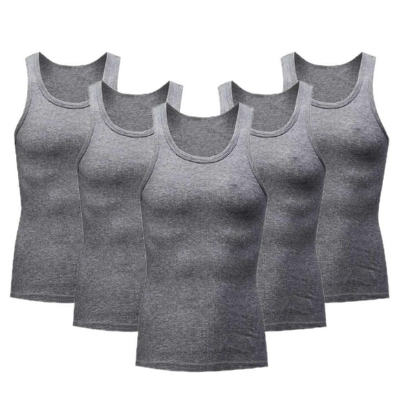 5 Pack Men's Cotton Vests Tank Tops,Sleeveless Undershirts Plain, Breathable,a Slim fit Summer Everyday Comfort. Athletic fit Workout Gray XXXL