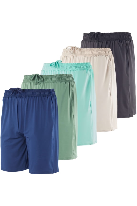 5 Pack: Men's Dry-Fit 7" Inch Running Shorts Pockets - Workout Gym Athletic Hiking Casual (Available in Big & Tall)