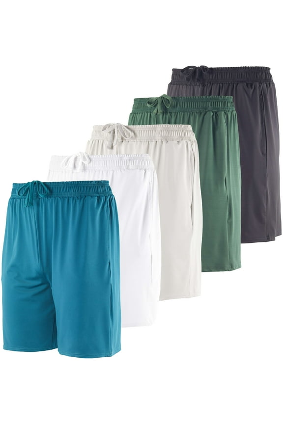 5 Pack: Men's Dry-Fit 7" Inch Running Shorts Pockets - Workout Gym Athletic Hiking Casual (Available in Big & Tall)