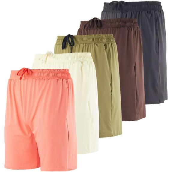 5 Pack: Men's Dry-Fit 7" Inch Running Shorts Pockets - Workout Gym Athletic Hiking Casual (Available in Big & Tall)