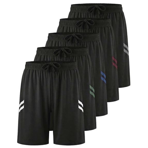 5 Pack Men's 7" Dry Fit Shorts Athletic Basketball Running Gym Workout