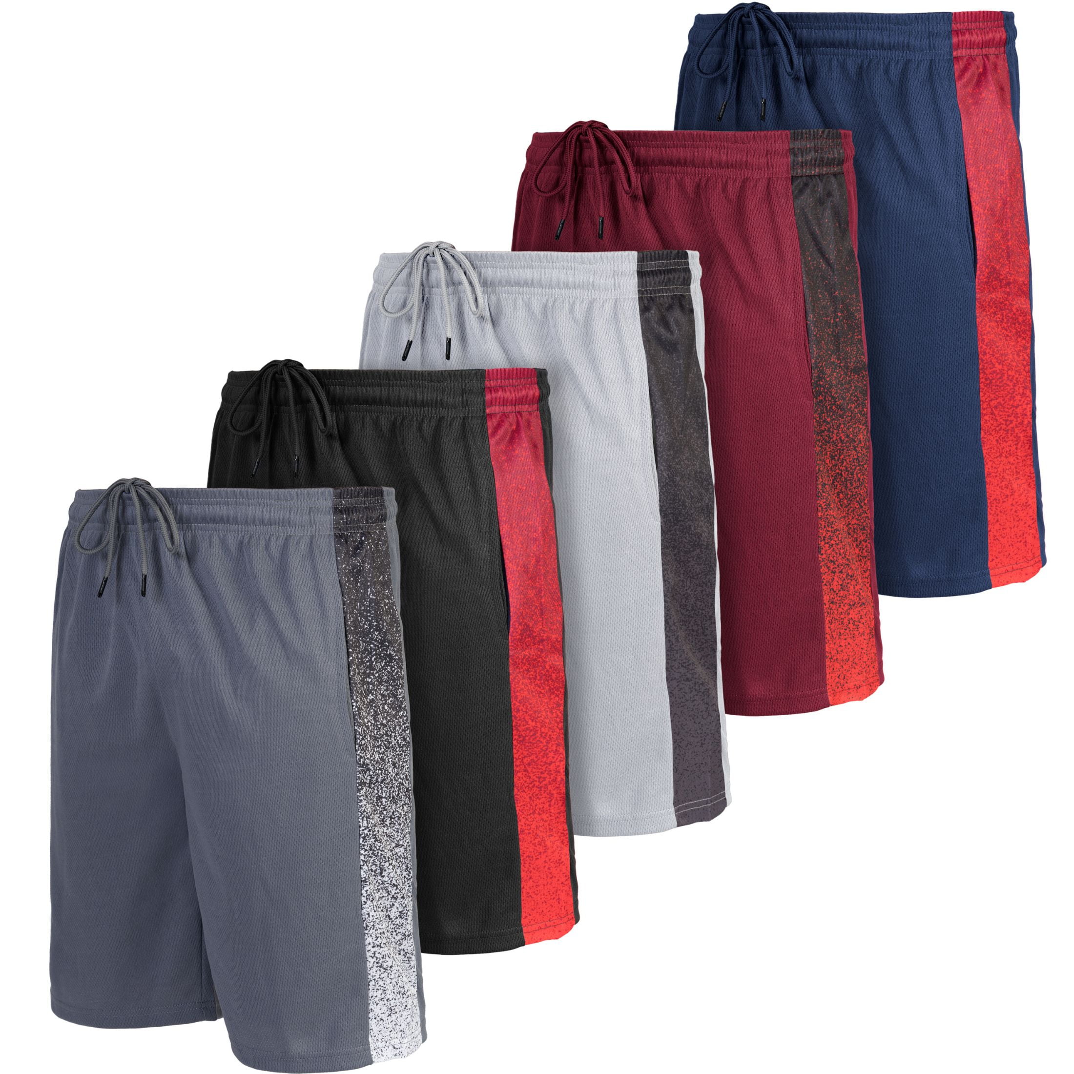 [5 Pack] Men?s DryFit Active Athletic Performance Shorts Basketball