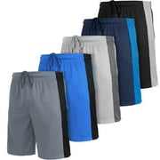 [5 Pack] Men's Dry-Fit Active Athletic Shorts Basketball Running Gym Workout with Two Side Pockets
