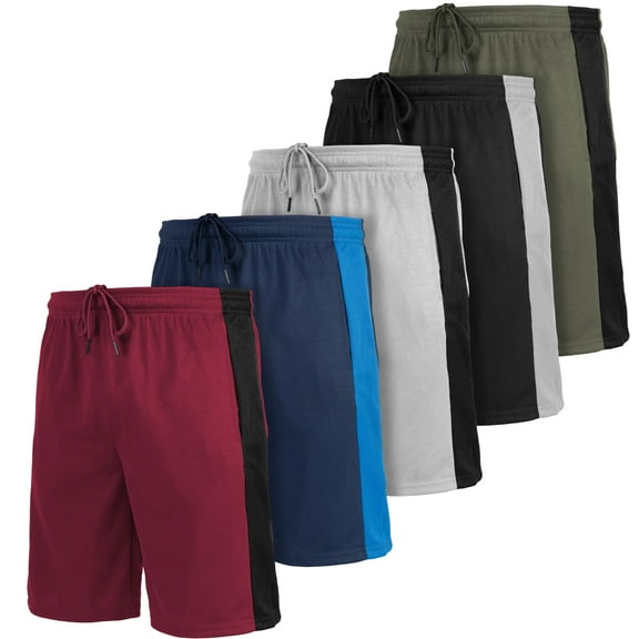[5 Pack] Men's Dry-Fit Active Athletic Shorts Basketball Running Gym Workout with Two Side Pockets