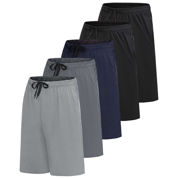 5 Pack Men's Dry Fit Basketball Shorts Gym Athletic Casual Workout Running