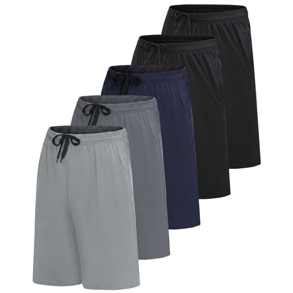 5 Pack Men's Dry Fit Basketball Shorts Gym Athletic Casual Workout Running